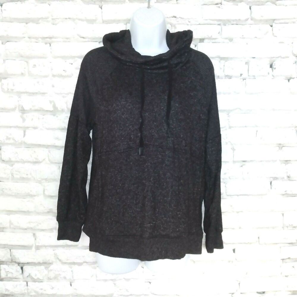 Members Mark Pullover Womens Small Black Heather Favorite Lounge Top Cowl Neck